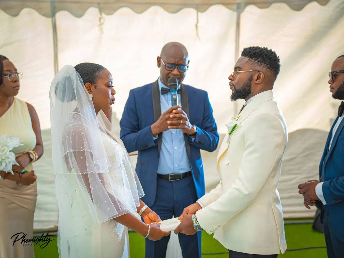 Vows under the marquee, Garden wedding